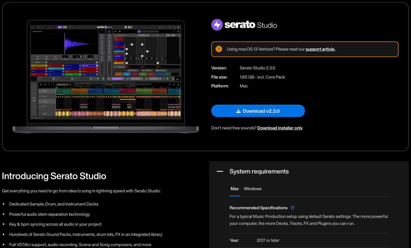 Serato Studio trial—step 1 image