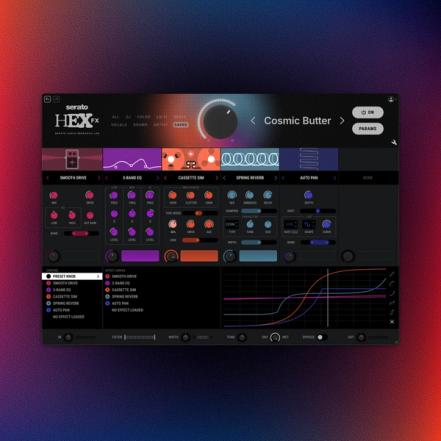 Serato Hex FX plugin, GUI showing chainable FX for creative sound design and music production.