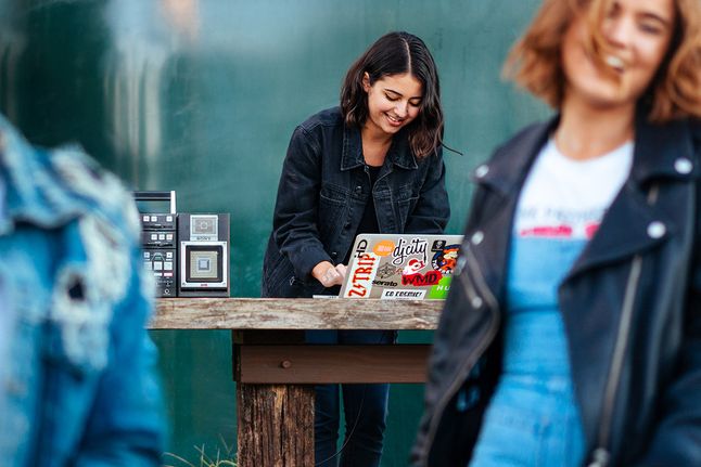 Young DJ at a house party