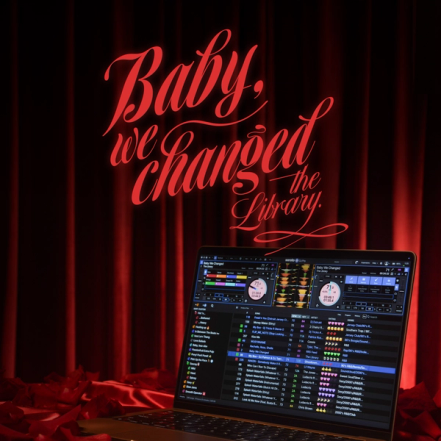 Serato DJ Pro interface showing new library updates in professional DJ software, with on-screen text reading “Baby, we changed the Library.”