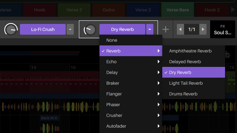 Serato Studio GUI showing the FX panel.