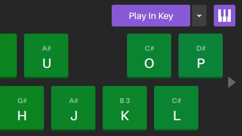 Serato Studio GUI showing Play in Key mode.